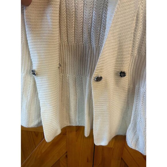 VINTAGE Maurices White Short Sleeve Button Knit Cardigan Size Medium (5242) - Picture 3 of 6
